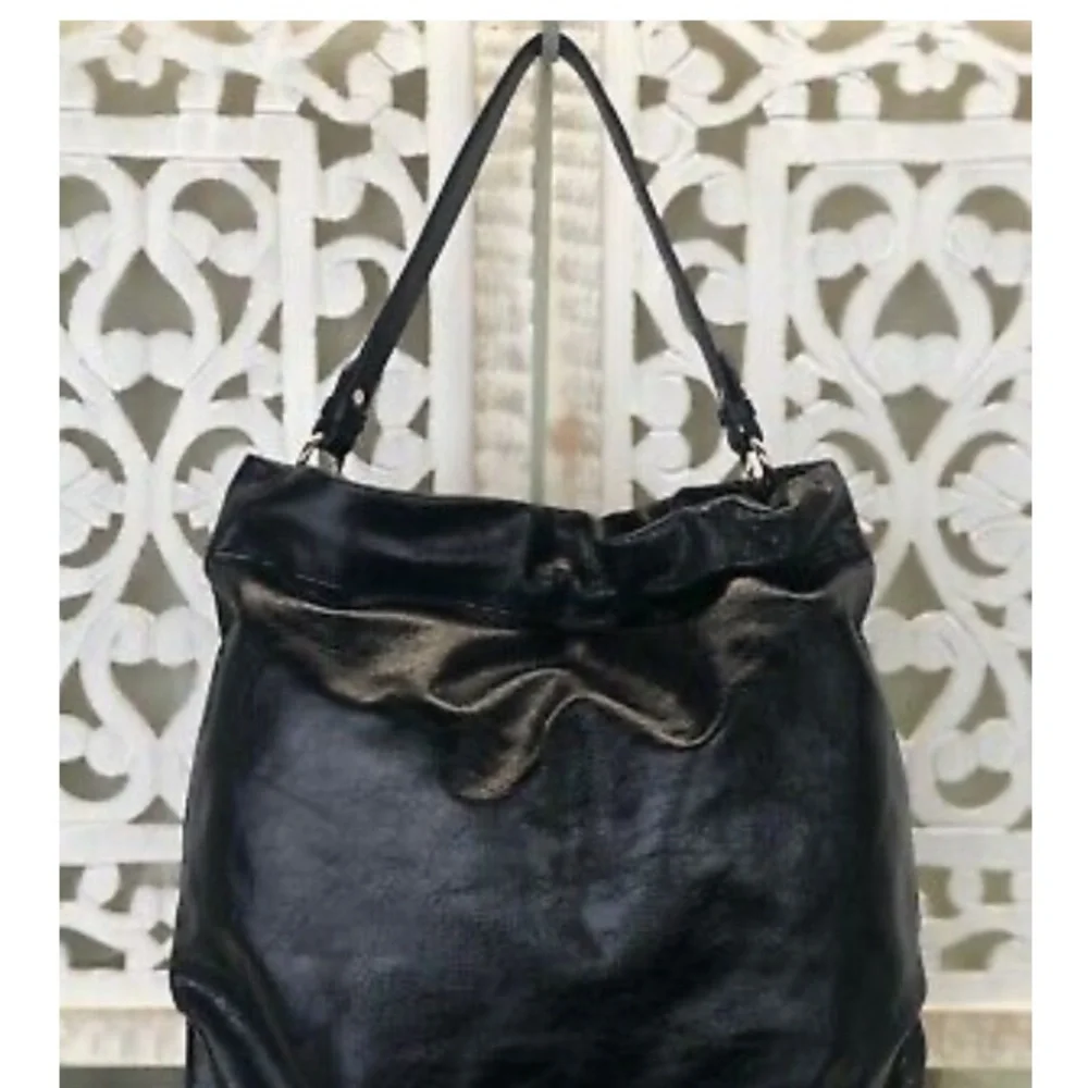 Cole Haan Stage Door black leather small studio satchel